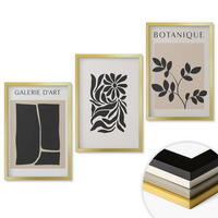 WANDBILDER 3er Set - 40x60 cm Goldrahmen - Abstrakte Pflanzenmuster - Goldfarben, Kunststoff (40/60cm) - ArtPrintCave