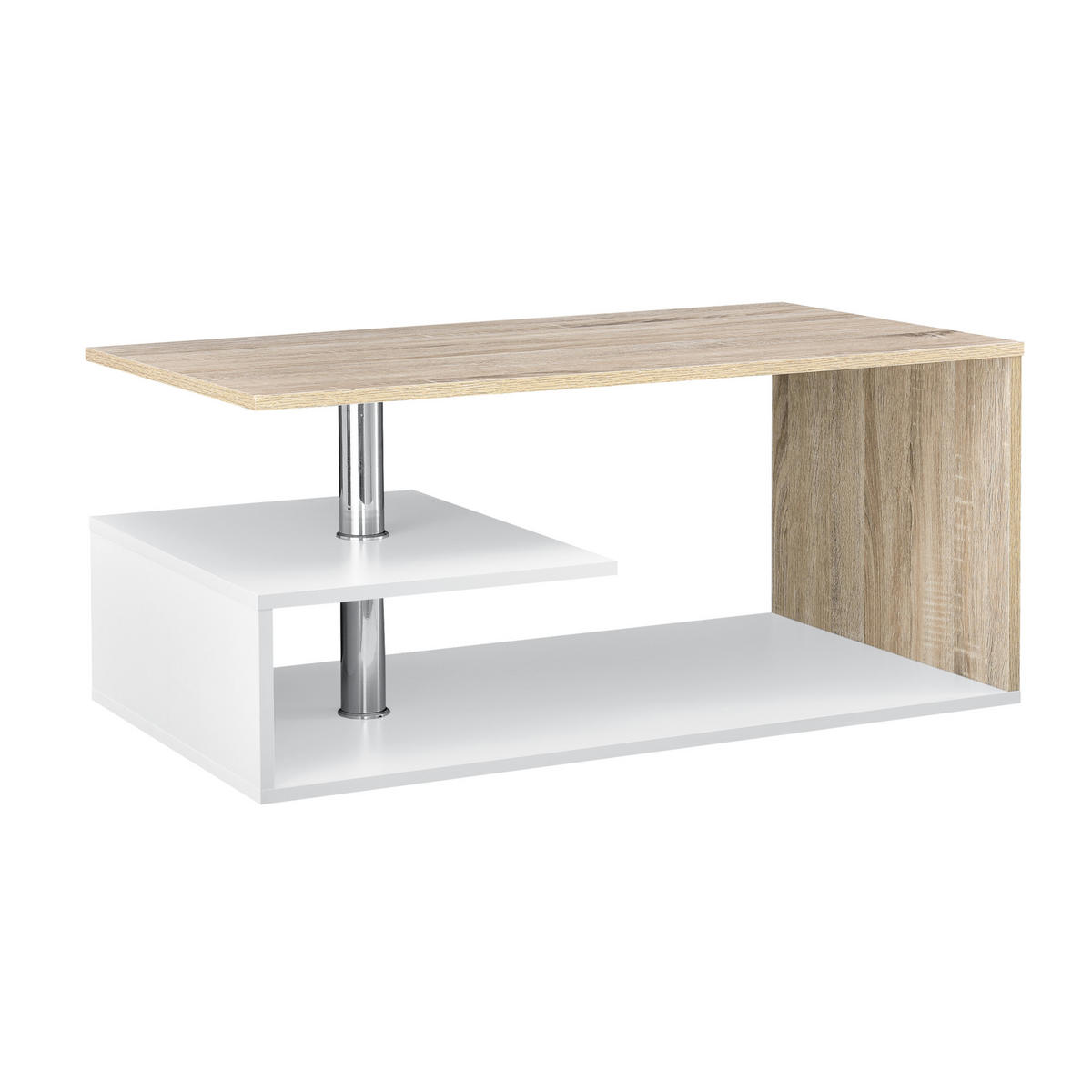 COUCHTISCH Haarlem 50/90/41 - Eichefarben/Weiß, Holzwerkstoff (90/50/41cm) - [en.casa]