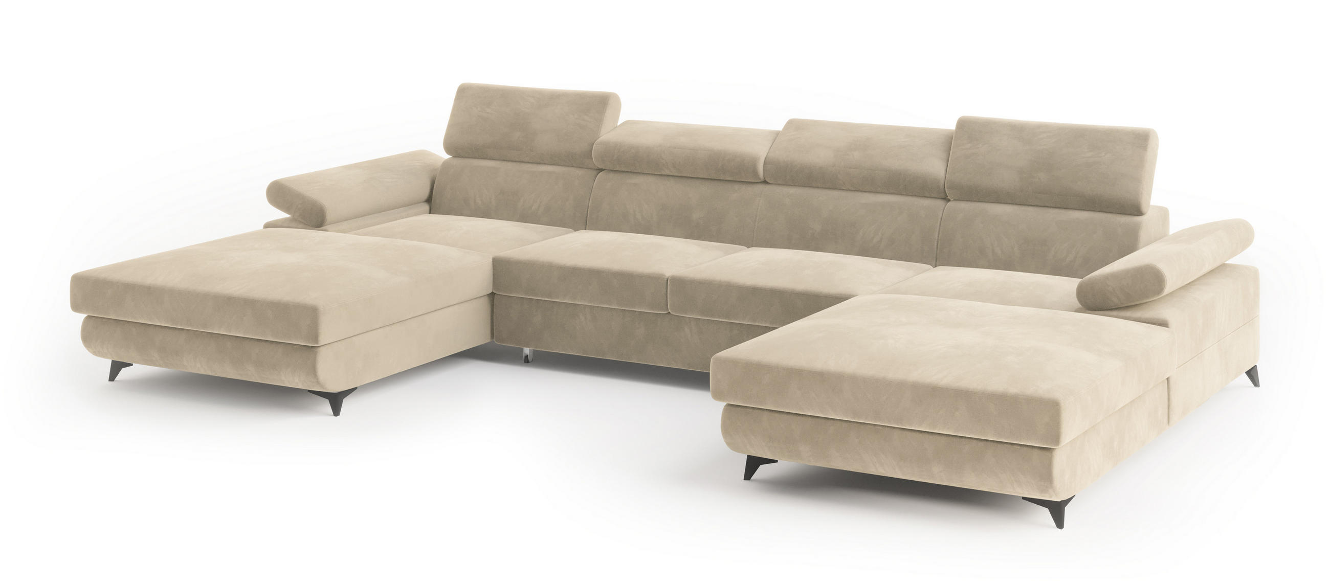 ROHOVÁ SEDAČKA DETTI krémová - černá/krémová, kov/dřevo (339/190cm) - MASSENO