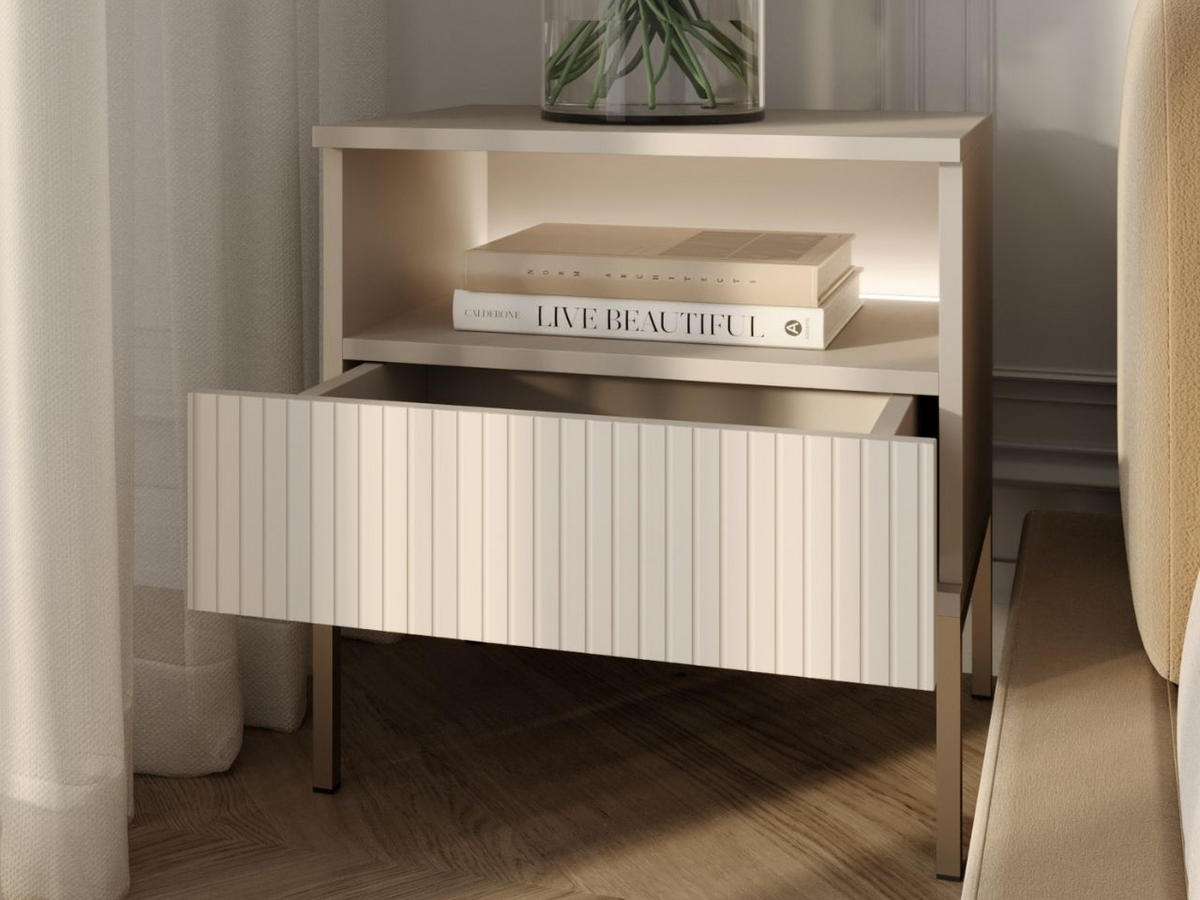 NACHTSCHRANK Kaschmir 54 cm Deo - Kaschmir/Champagner, Naturmaterialien/Metall (54/56/39cm) - Graingold