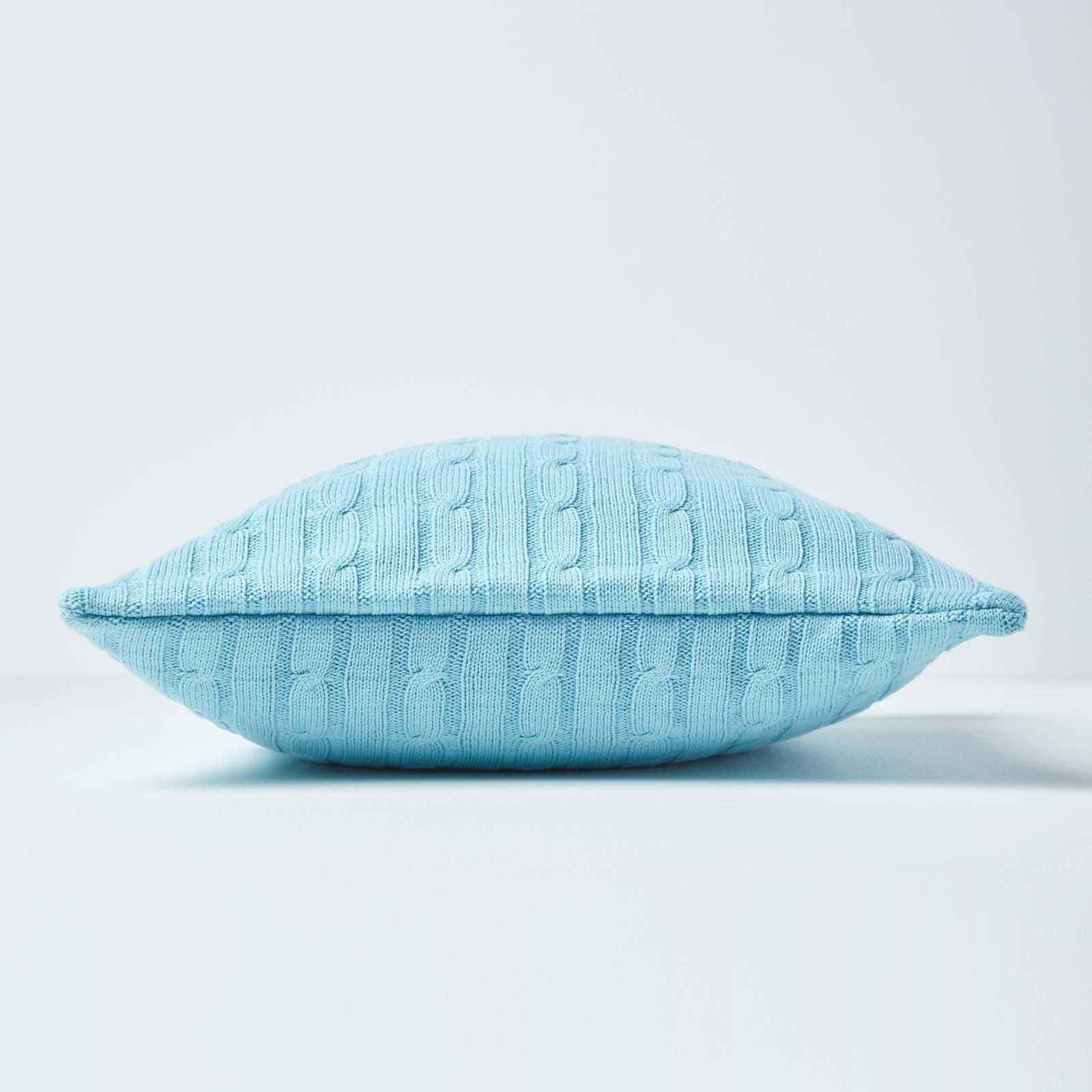 KISSENHÜLLE Zopfmuster 45/45 cm - Hellblau, Textil (45/45cm) - Homescapes