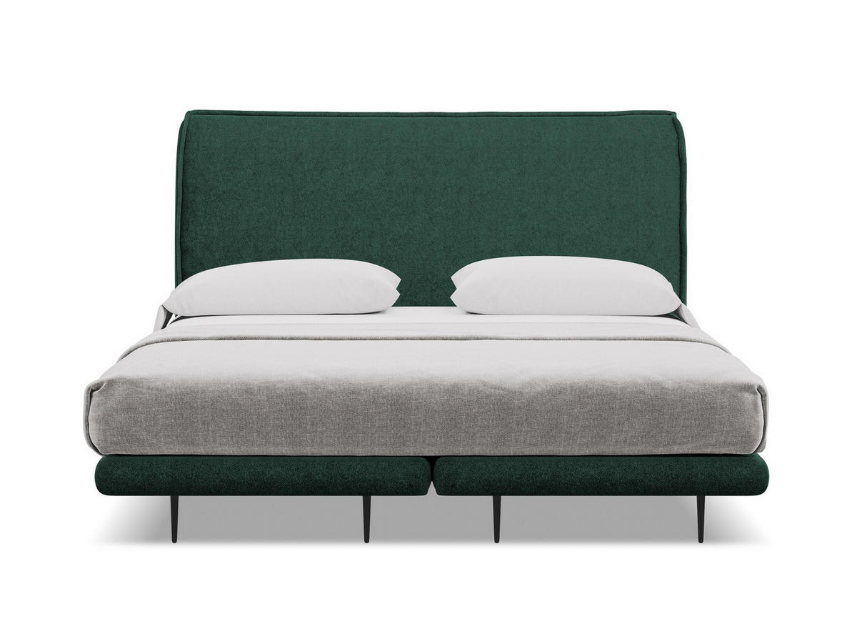 POLSTERBETT Doppelbett mit Matratze Bouclé Stoff Grün - Dunkelgrün/Schwarz, Textil/Metall (140/200cm) - Makamii