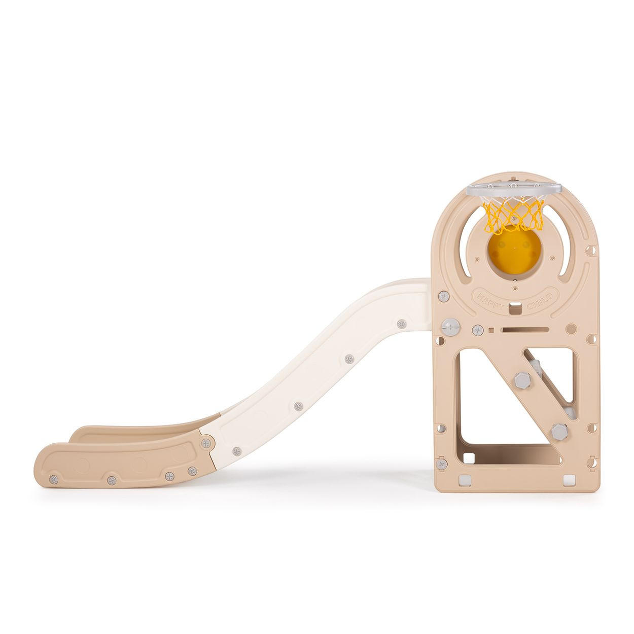 KINDERRUTSCHE Ente 170 cm beige Rutschlänge Basketballkorb Ball wetterfest - Beige, Kunststoff (74/96/188cm) - Chipolino