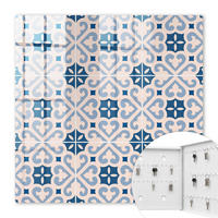 SCHLÜSSELBOX Weiß 30x30 cm – Türöffnung nach rechts - Ornamentales Muster - Blau, Metall (30/30/5cm) - TULUP