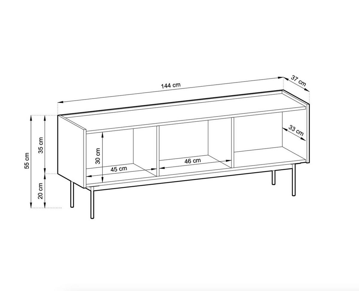 TV-LOWBOARD COLOR Rot 144x37x55 cm - Rot, Holzwerkstoff (144/55/37cm) - FURNLUX