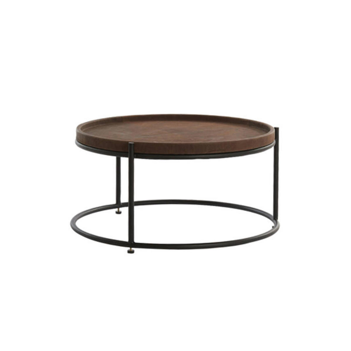 COUCHTISCH JAIRO 2er Set, Leder, Braun-Schwarz - Schwarz/Braun, Leder (79/79/38cm) - Light & Living