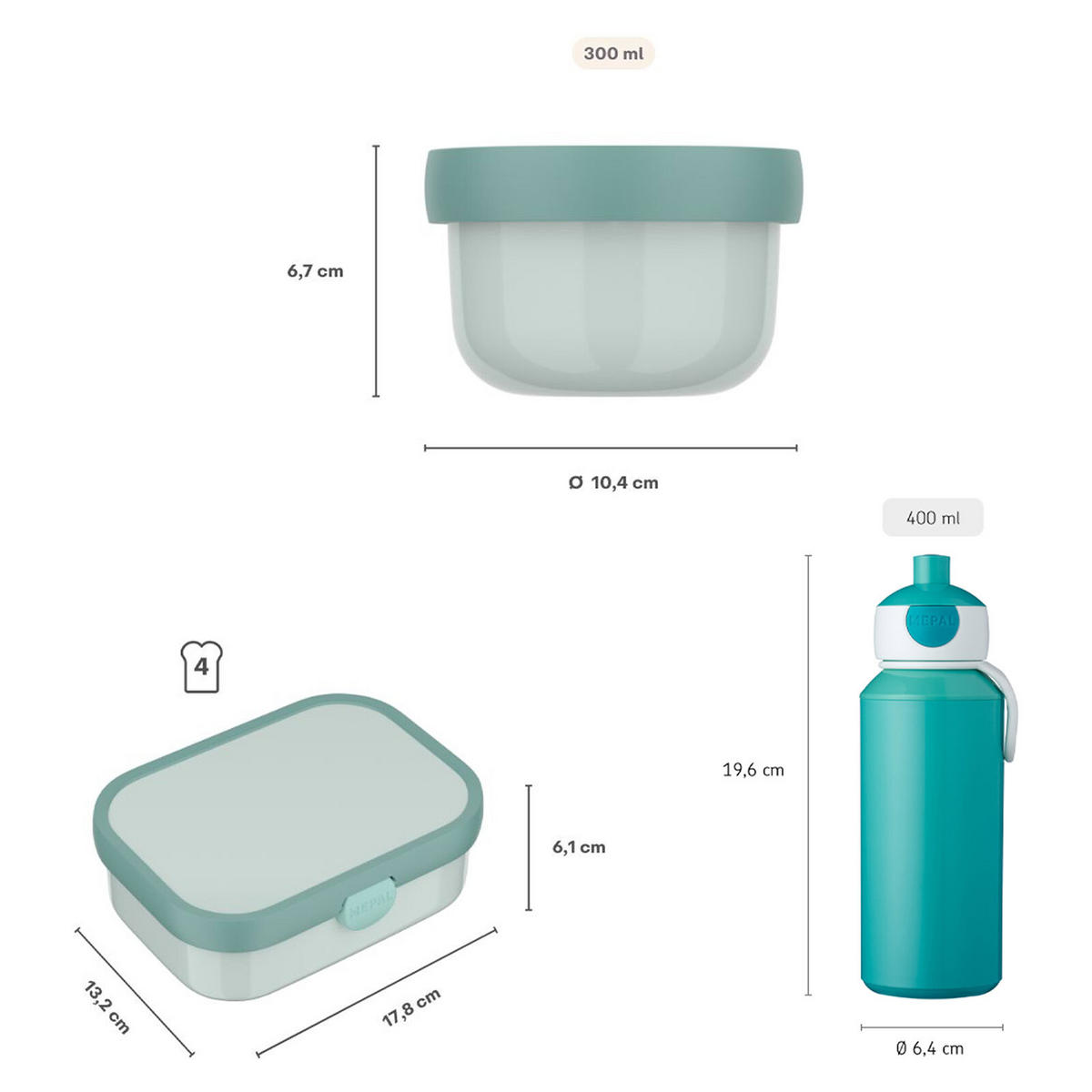 LUNCHSET Campus Cool Blue 3er Set - Blau, Kunststoff (1/1/1cm) - Mepal