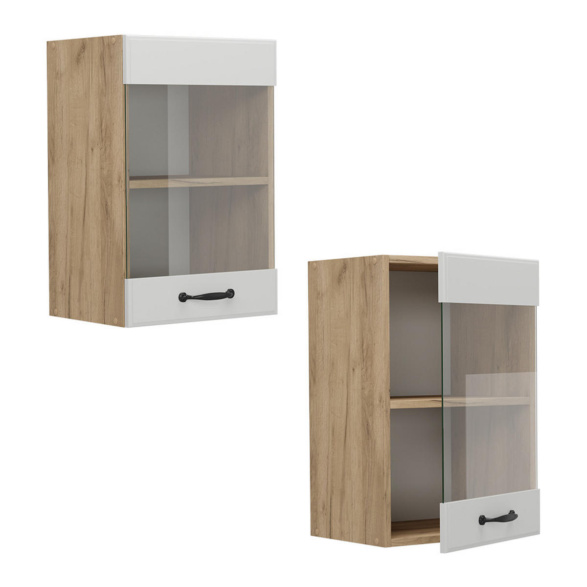 KÜCHENGLASHÄNGESCHRANK R-Line Weiß Landhaus 40 cm - Honigeiche/Eiche Wotan, Holzwerkstoff (40/60/31cm) - Vicco