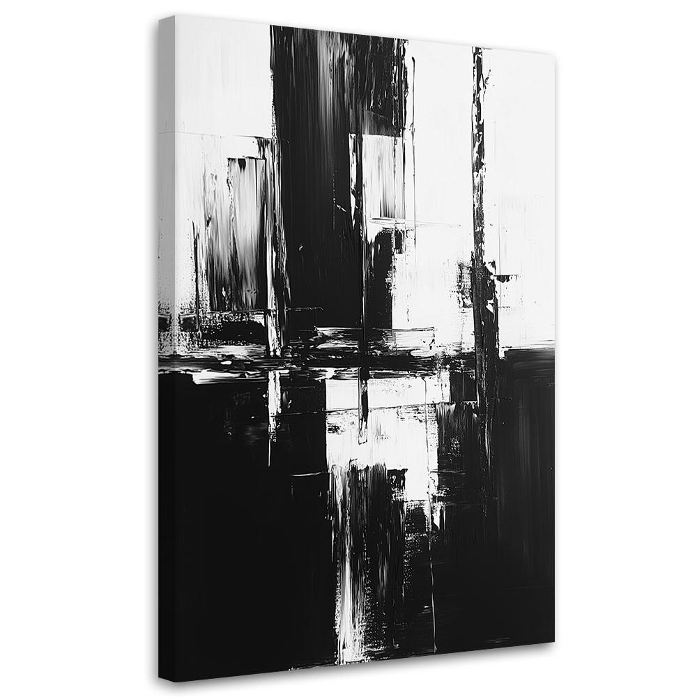 LEINWANDBILD Industrielle Loft-Abstraktion Schwarz und Weiß 80x120cm - Schwarz, Textil (80/120cm) - Feeby