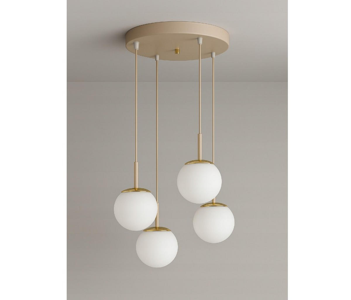 PENDELLEUCHTE ECRU II - Beige/Goldfarben, Glas/Metall (40/40/100cm) - kiki design