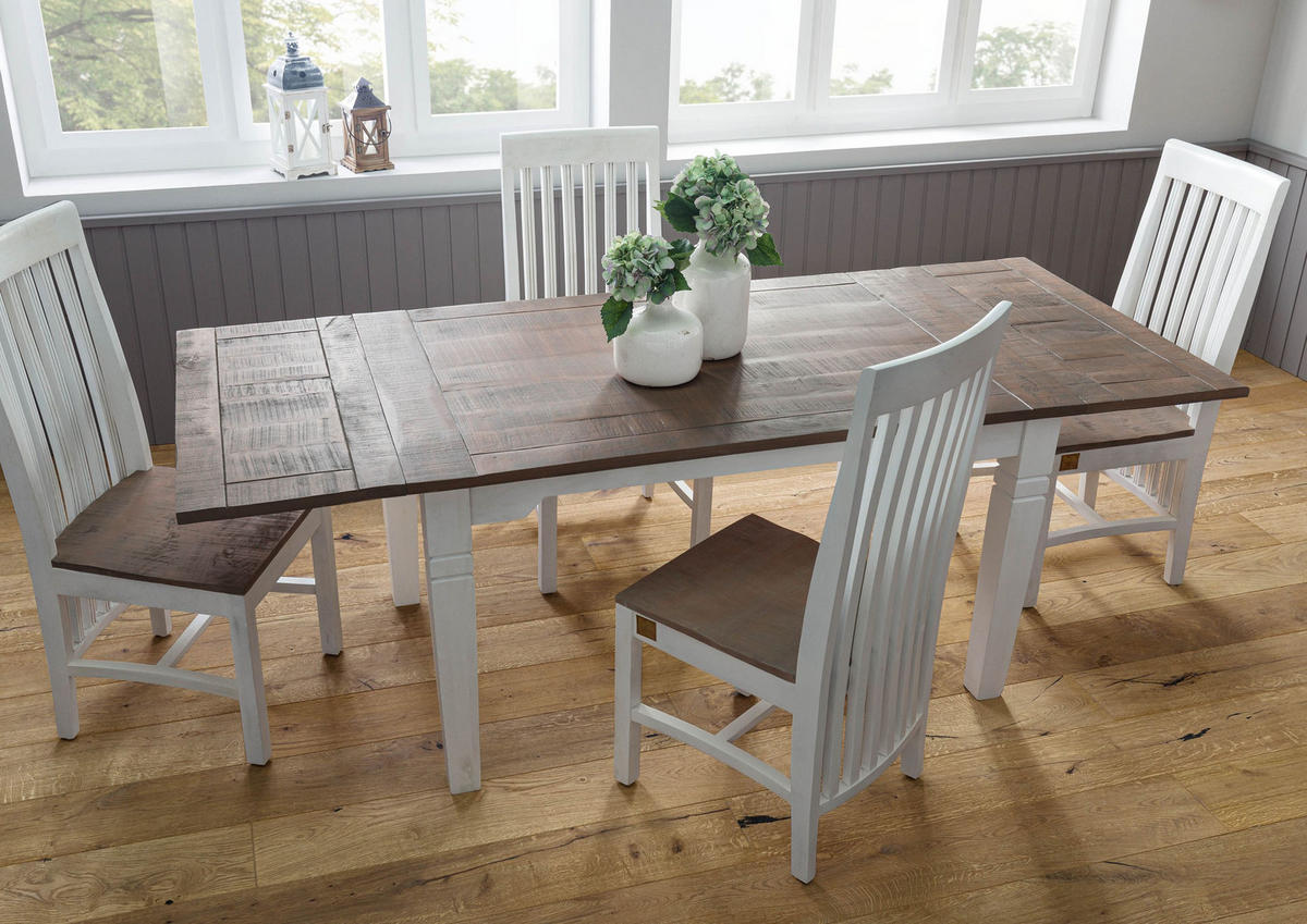ESSTISCH Mango verlängerbar 140-220x90x76 weiß lackiert TOULOUSE #114 - Weiß, Holz (140/90/76cm) - Massivmoebel24