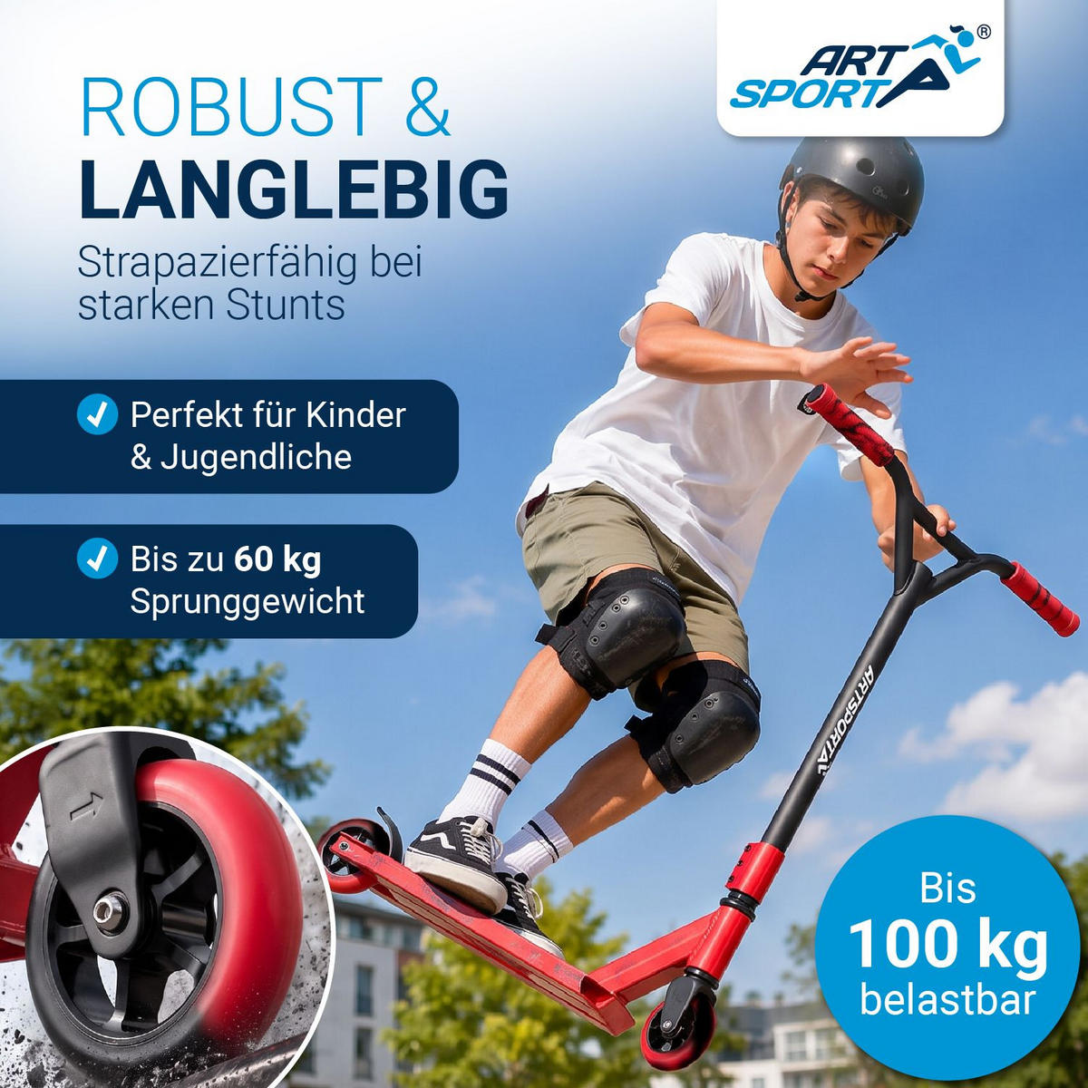 STUNTSCOOTER Red Smoke - Rot, Metall (66/47/84cm) - Artsport