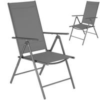 GARTENSTUHL 2er Set Marcellino, 54,5 x 65 x 107,5 cm, anthrazit - Anthrazit/Grau, Metall (54.5/107.5/65cm) - tectake