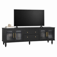 TV-MÖBEL mit Glastüren und Schubladen 177 x 38 x 55,5 cm Schwarz - Schwarz, Holzwerkstoff (38/55.5/175cm) - Beauniv