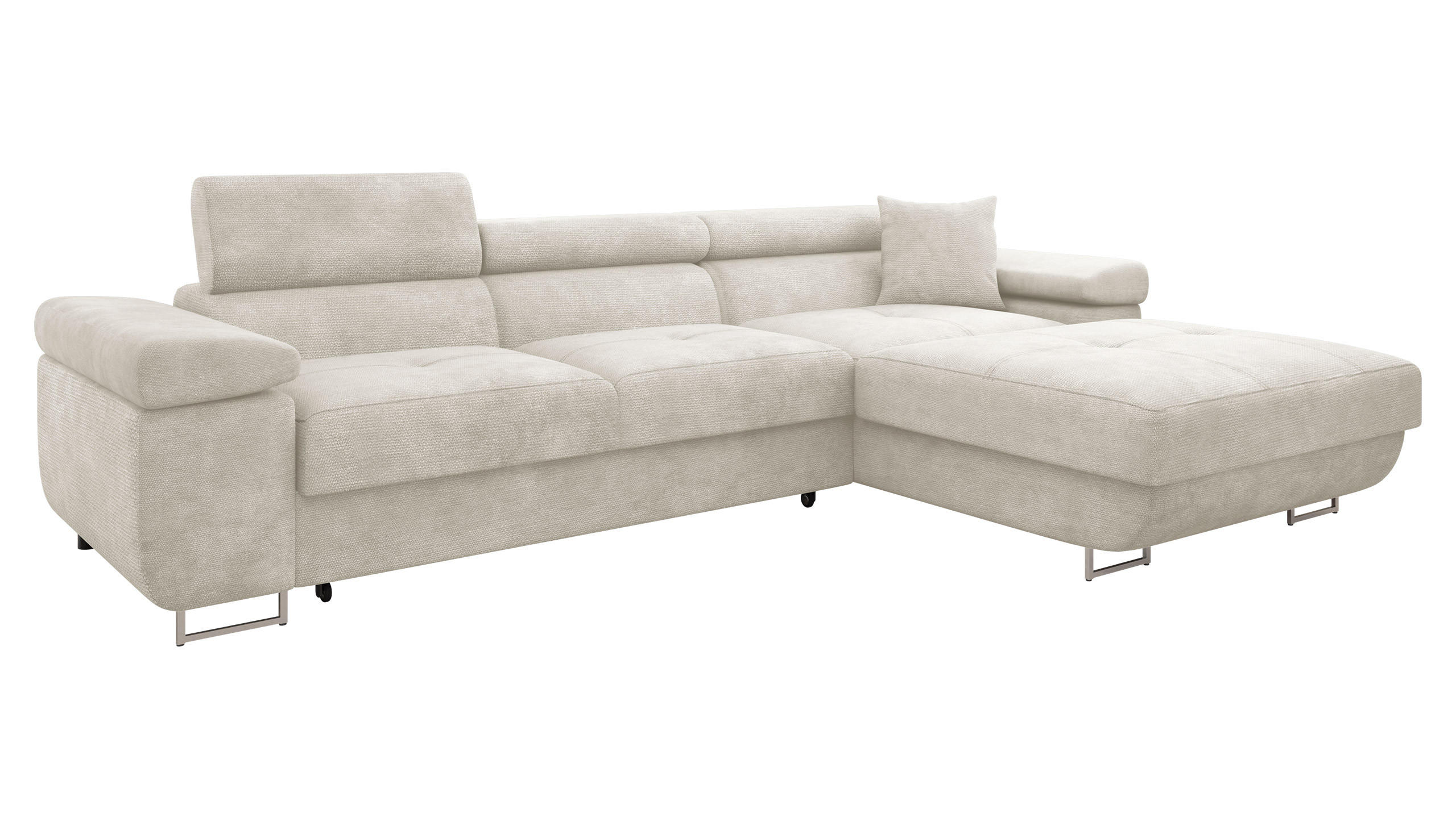ECKSOFA Torezio Mini, Seite: Rechts - Creme, Holz/Textil (280/170cm) - MIRJAN24
