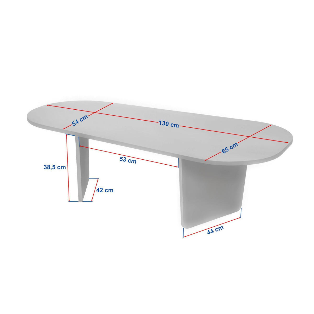 COUCHTISCH mit abgerundeter Tischplatte L130 cm 65/130/40 cm - Eichefarben, Holzwerkstoff (70/65/40cm) - Calicosy