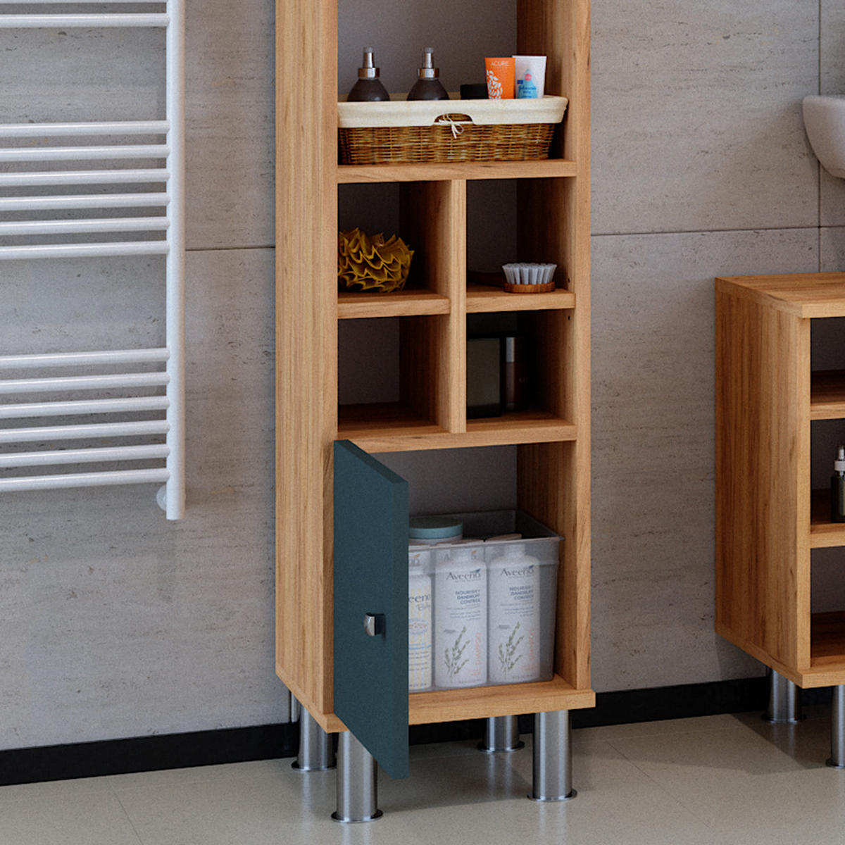 STŘEDNÍ SKŘÍŇKA Fynn Zelená 30 x 130.6 cm malé dveře - zelená barva, kompozitní dřevo (30/130.6/30cm) - Vicco