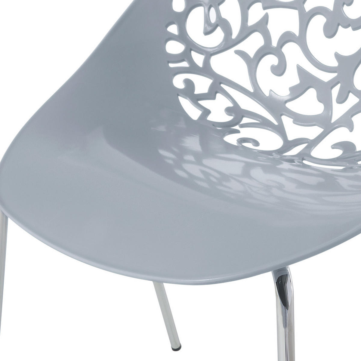 STUHL 4er-Set Kunststoff Grau Mumford - Grau, Kunststoff/Metall (62/80/43cm) - Beliani