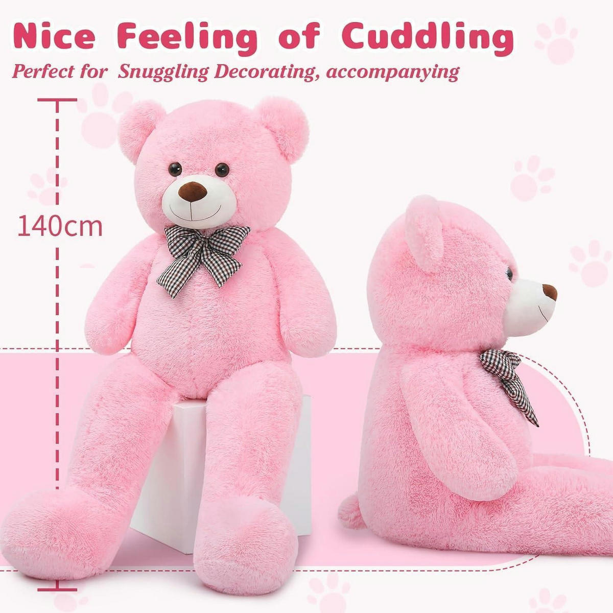 PLÜSCHTIER Teddybär 140 cm Rosa - Rosa, Fell (90/140cm)