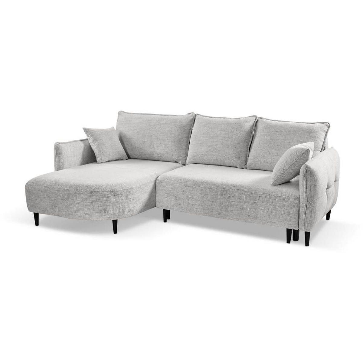 ECKSCHLAFSOFA Sycylia links hellgrau - Hellgrau/Schwarz, Textil (244/165cm) - Beautysofa