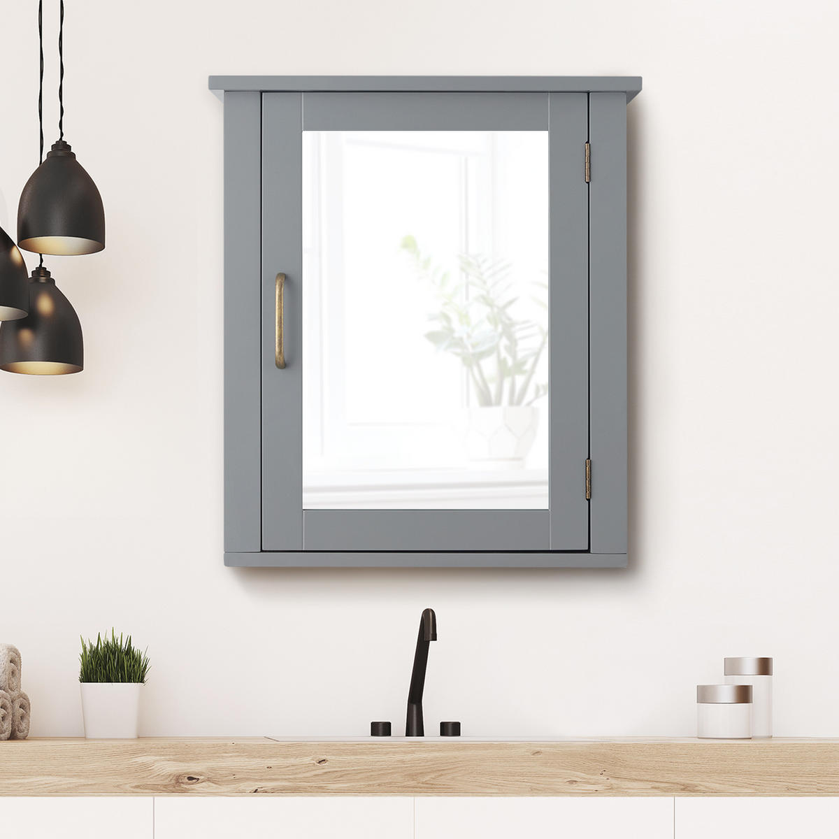 HÄNGESCHRANK Grau - Grau, Holzwerkstoff (15.2/52.7/52.7cm) - Teamson Home