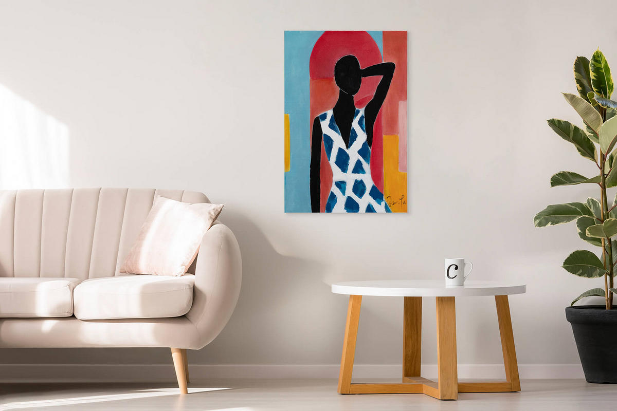 RUČNE MAĽOVANÝ AKRYLOVÝ OBRAZ 60/90 cm, viacfarebný, abstraktný geometrický motív - viacfarebná, drevo/textil (60/90cm) - KUNSTLOFT