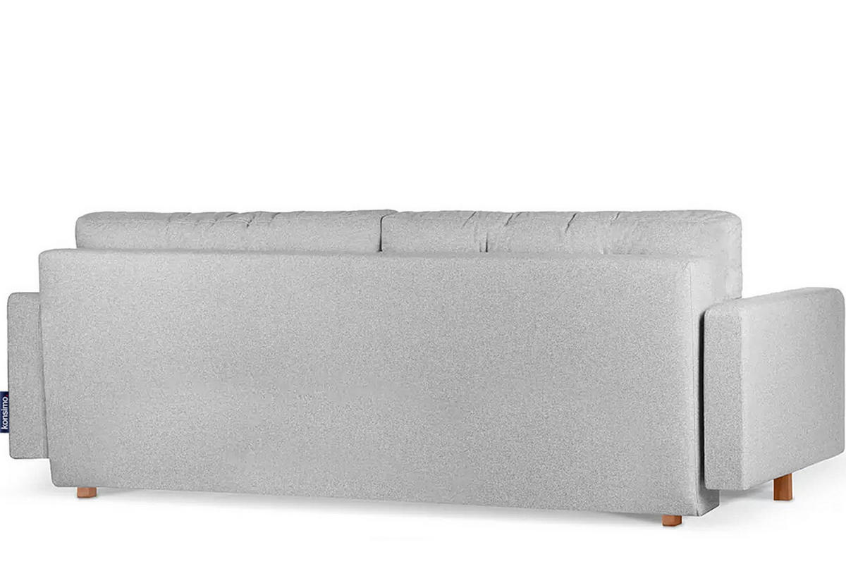 3-SITZER-SCHLAFSOFA ERISO mit weiche Sitzfläche und hohe Rückenlehne, Strukturstoff, hellgrau - Hellgrau/Braun, Textil (220/80/100cm) - KONSIMO®