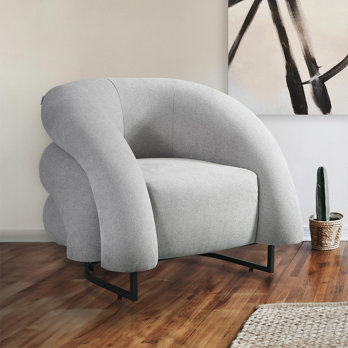 SESSEL MACA - Samtgewebe Grau - Grau, Kunststoff (95/73/88cm) - Home Deluxe