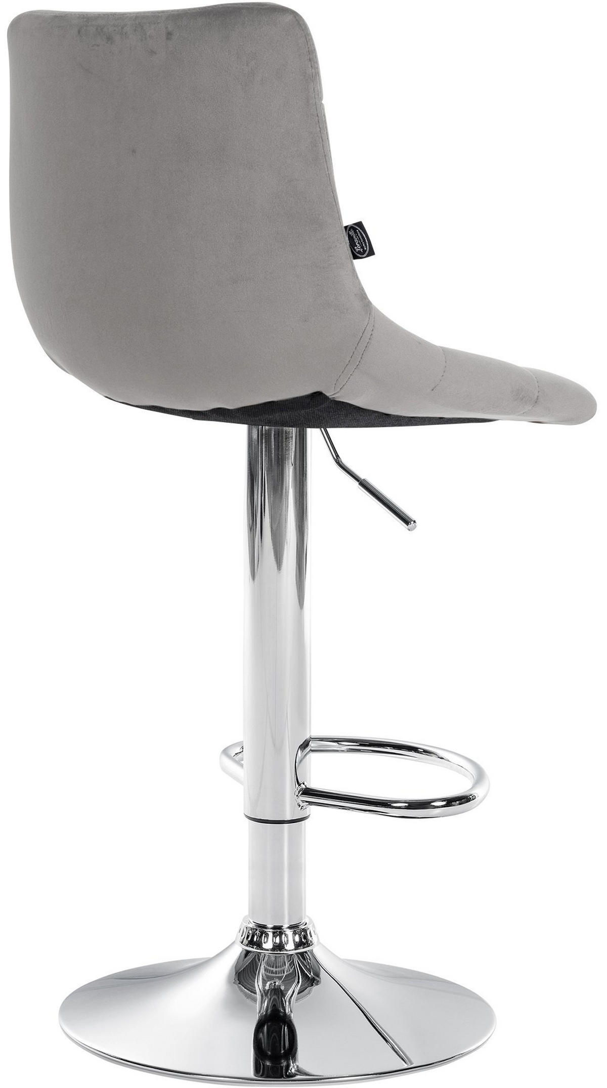 BARHOCKER Samt grau - Chromfarben/Grau, Textil/Metall (43/87/46.5cm) - CLP