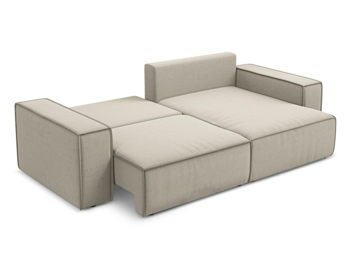 WOHNLANDSCHAFT Strukturstoff Stoff Beige - Beige/Schwarz, Kunststoff/Textil (398/82/185cm) - Makamii