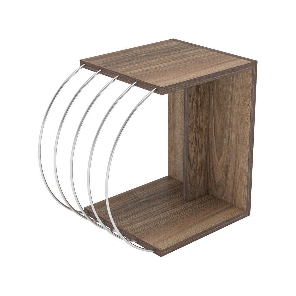 BEISTELLTISCH Vefsn - Chromfarben/Walnussfarben, Holzwerkstoff/Metall (30/46/42cm) - [en.casa]