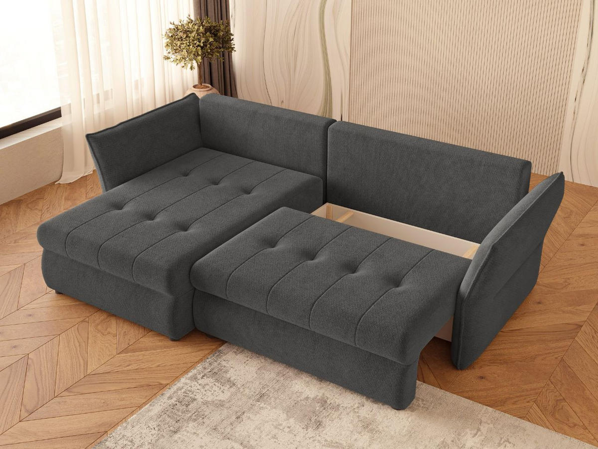 ECKSOFA Lino Dunkelgrau - Dunkelgrau/Schwarz, Holz/Kunststoff (270/172cm) - Graingold