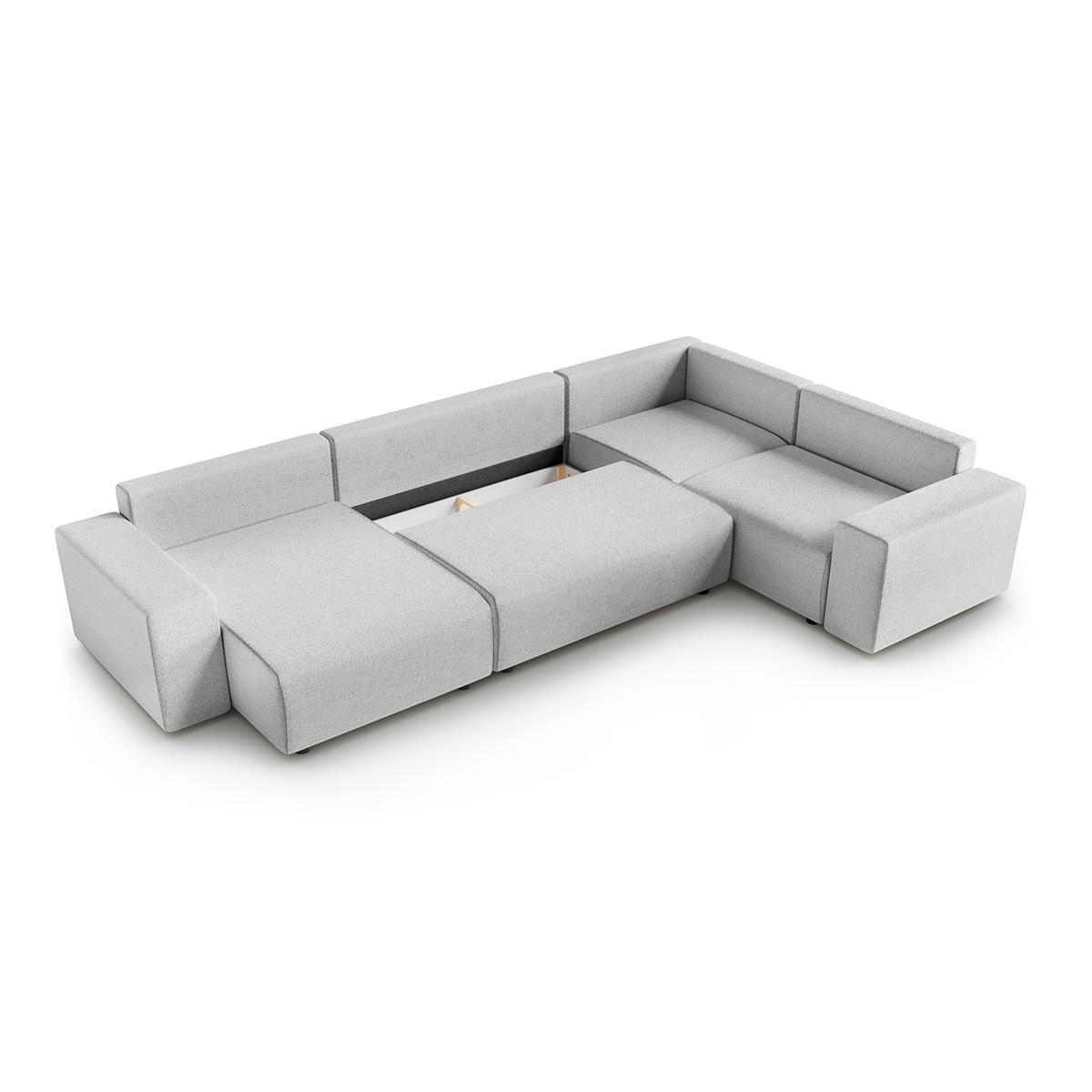 PANORAMASOFA Lorenzo 5 Sitzplätze Hellgrau - Grau, Holz (378/85/236cm) - Petits-meubles