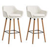 BARHOCKER Grande, 2er Set, Gestell Holz, Kunstleder Weiß - Weiß/Braun, Holz/Kunststoff (55/99/46cm) - TPFLiving