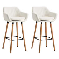 BARHOCKER Grande, 2er Set, Gestell Holz, Kunstleder Weiß - Weiß/Braun, Holz/Kunststoff (55/99/46cm) - TPFLiving