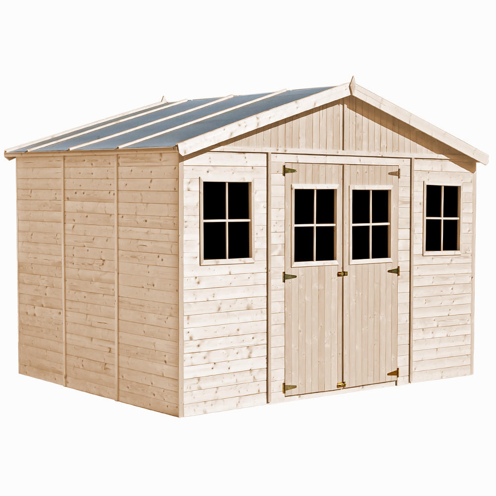 HOLZ-GARTHENHAUS mit imprägnierten Boden- H246 x 418 x 320 cm/ 12 m² - Beige, Holz (418/246/320cm) - Timbela