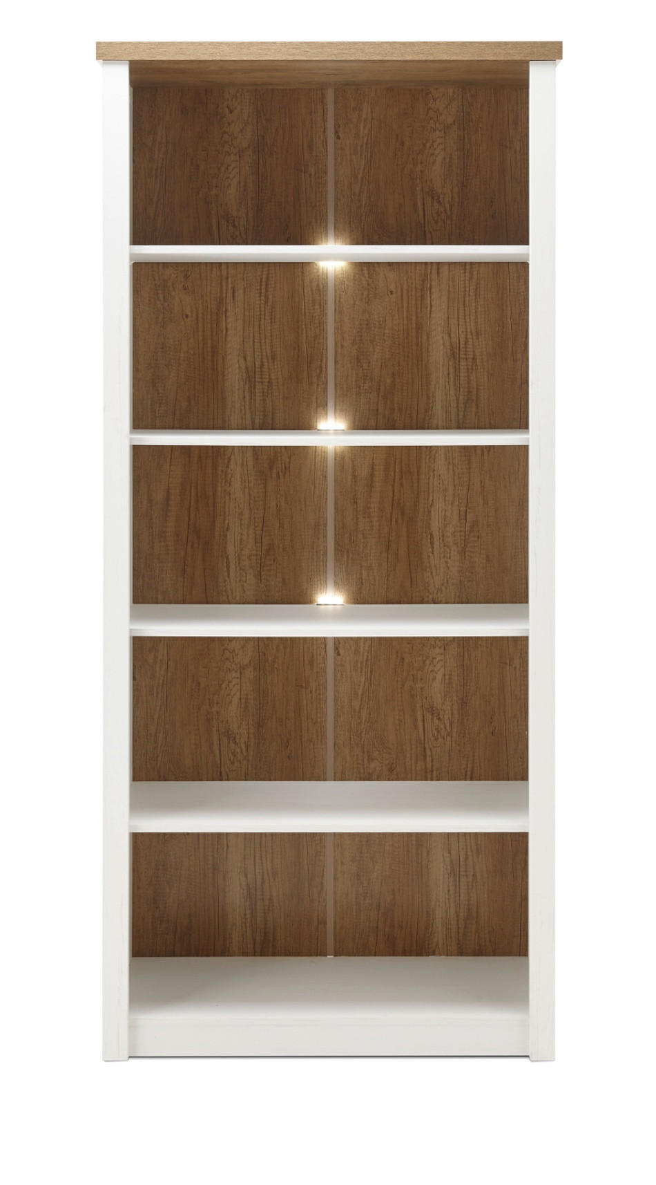 REGAL weiß Pinie, Eiche hell Landhaus, Standregal 90 x 198 cm - Eichefarben/Weiß, Holzwerkstoff (90/198/43cm) - Furn.Design