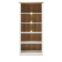 REGAL weiß Pinie, Eiche hell Landhaus, Standregal 90 x 198 cm - Eichefarben/Weiß, Holzwerkstoff (90/198/43cm) - Furn.Design