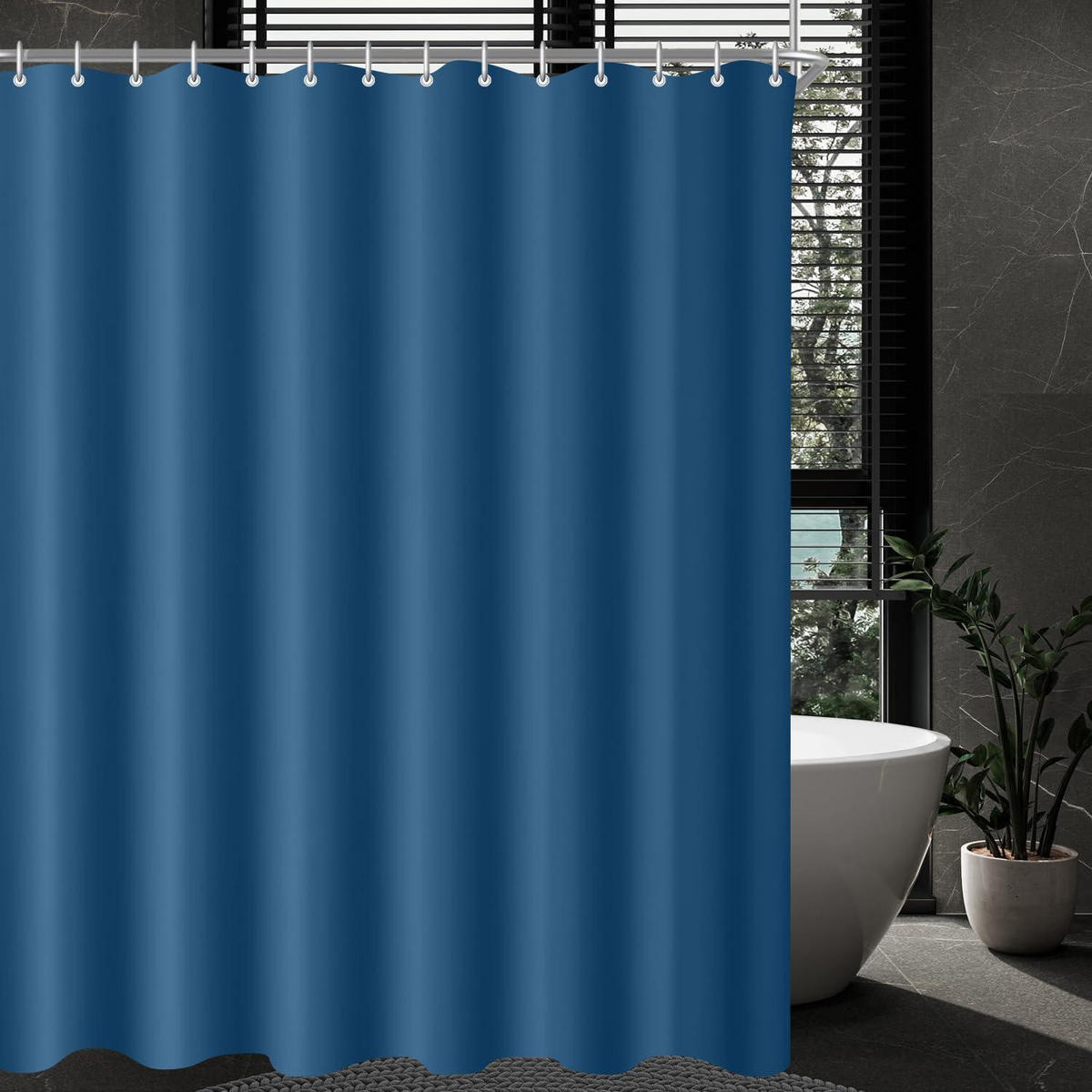 DUSCHVORHANG Dunkelblau 80 x 180 cm - Dunkelblau, Textil (80/180cm)