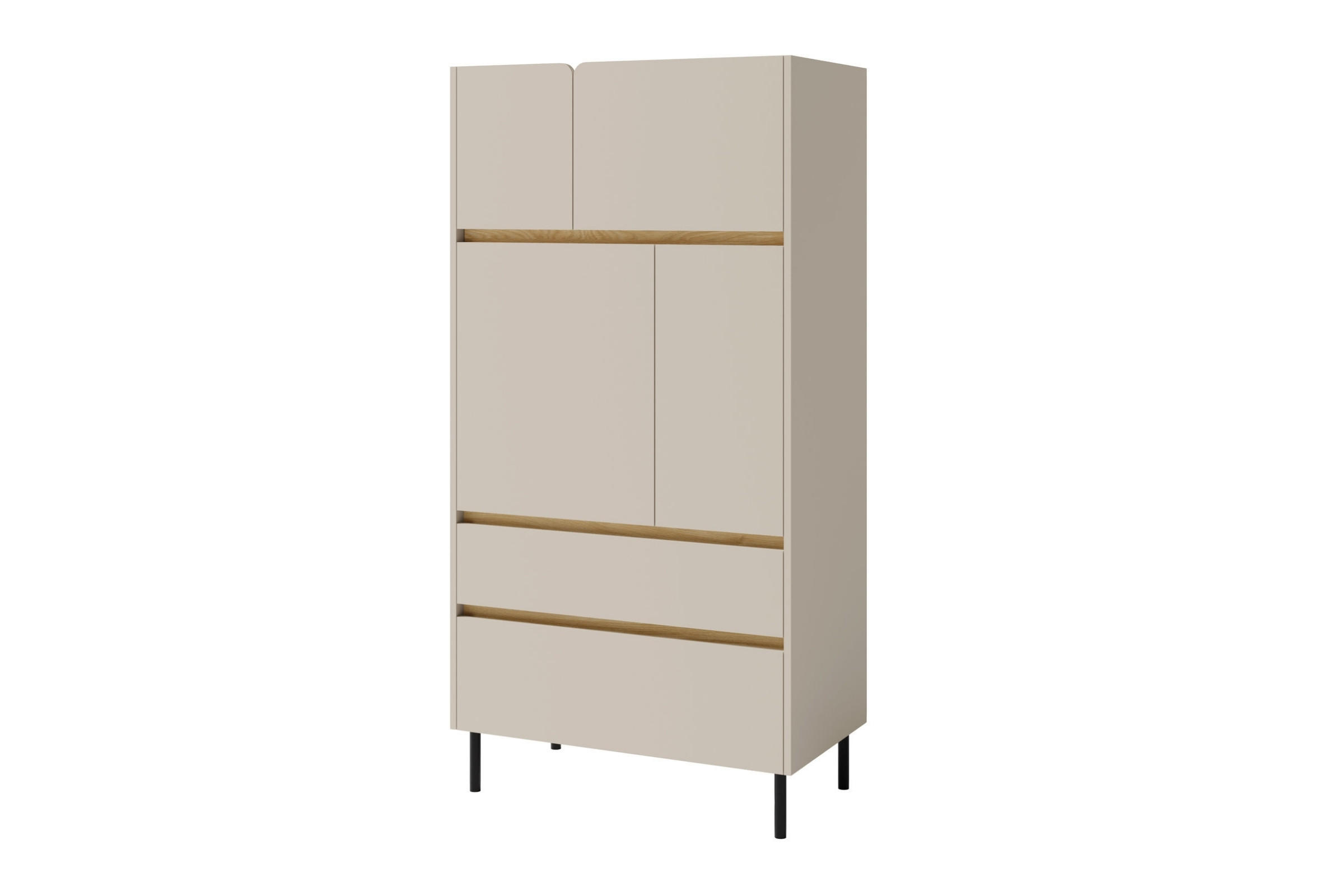KINDERHOCHKOMMODE LIBU 05 80/40/165 in Sandbeige / Geölte Eiche - Eichefarben/Beige, Holzwerkstoff (80/165/40cm) - Deine Möbel 24