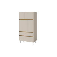 KINDERHOCHKOMMODE LIBU 05 80/40/165 in Sandbeige / Geölte Eiche - Eichefarben/Beige, Holzwerkstoff (80/165/40cm) - Deine Möbel 24