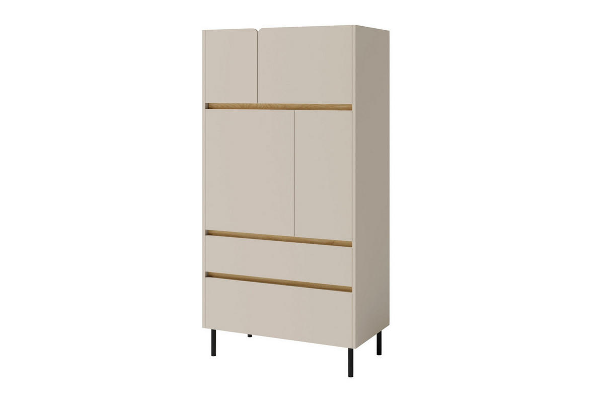 KINDERHOCHKOMMODE LIBU 05 80/40/165 in Sandbeige / Geölte Eiche - Eichefarben/Beige, Holzwerkstoff (80/165/40cm) - Deine Möbel 24