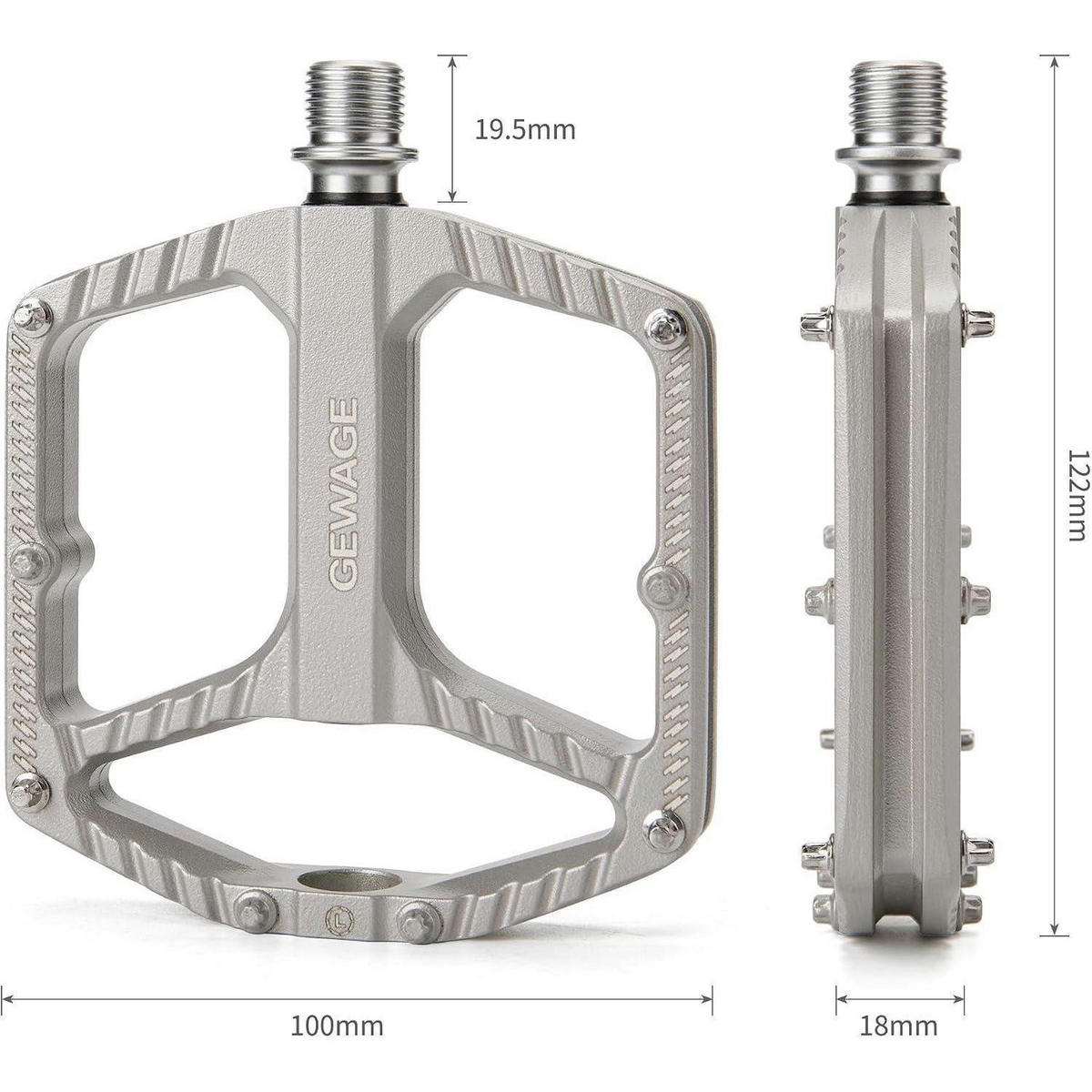 FAHRRADPEDALE MTB Aluminiumdruckguss mit 16 Pins und Cr-Mo Achse - Silberfarben, Metall (11/1.5/11.5cm)