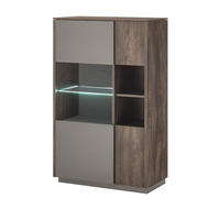 VITRINE Piano in Eiche und grau 80 x 130 cm - Schwarz/Naturfarben, Glas/Holzwerkstoff (80/130/40cm) - Furn.Design