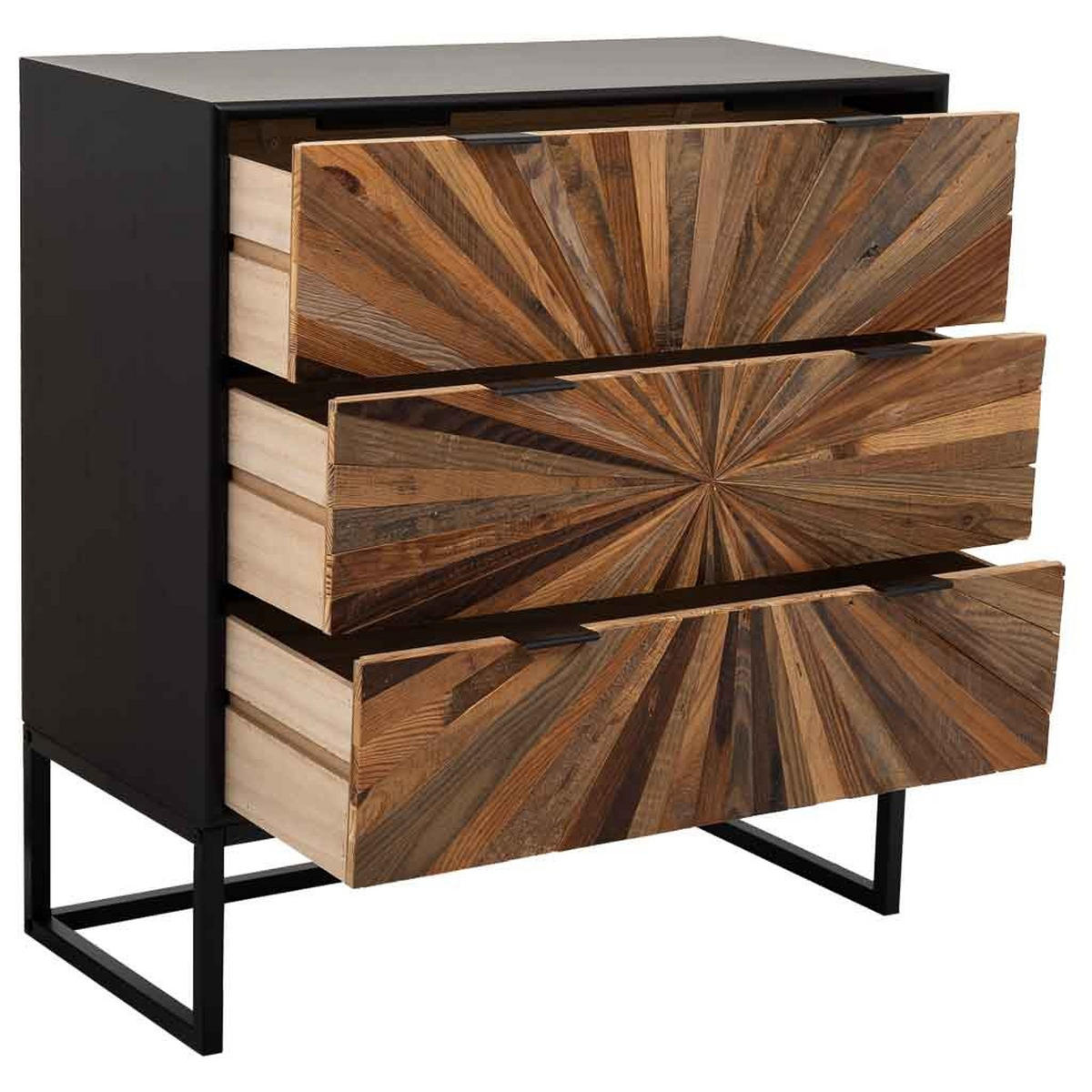 KOMMODE aus Holz 75x36x80 braunem - Schwarz, Metall (36/75/80cm) - Wanderlust