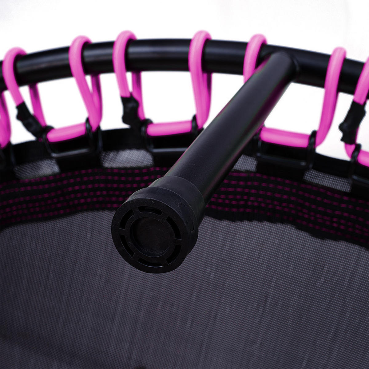 48-ZOLL-RUNDTRAMPOLIN mit Bungee-Seilen und verstellbarem T-Griff Faltbar aus Stahl Oxford-Gewebe Gummiseil in Schwarz Rosa 122 x 122 Tx 123 cm - Pink, Metall (122/122cm) - Livingandhome