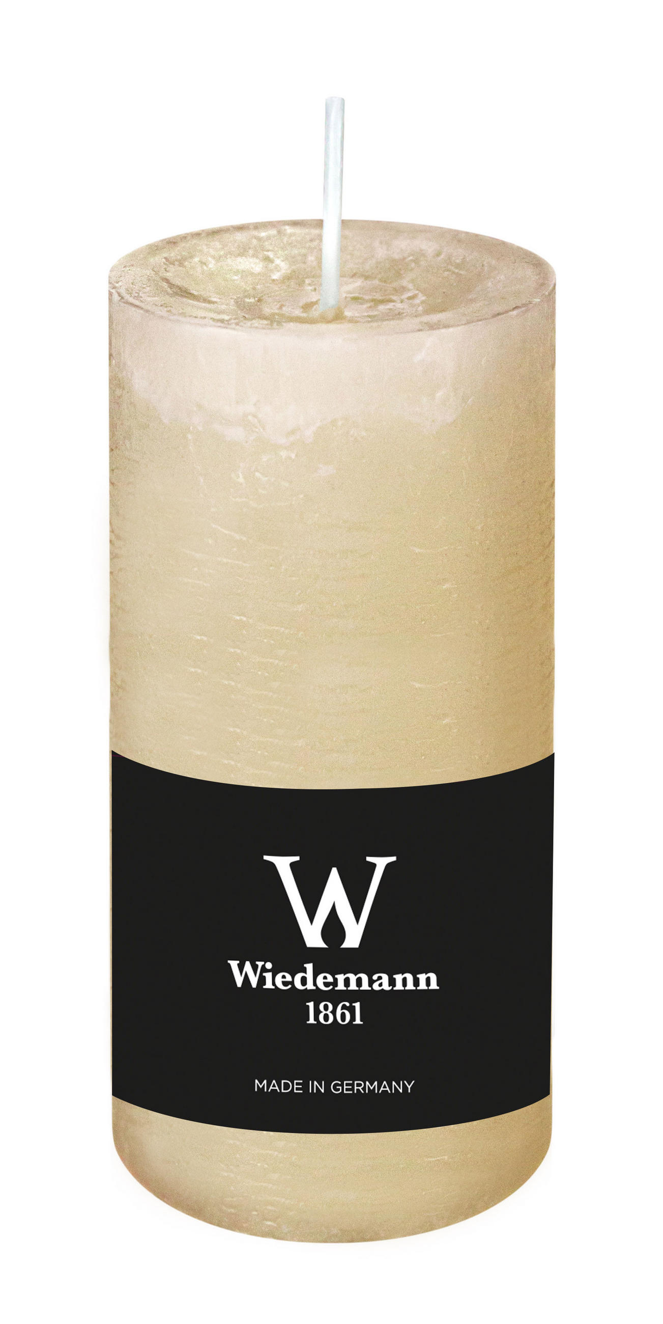 STUMPENKERZE Rustik Marble Style Bisquit 120 x Ø 58 mm, 1 Stück - Beige, Paraffin (12cm) - Wiedemann Kerzen