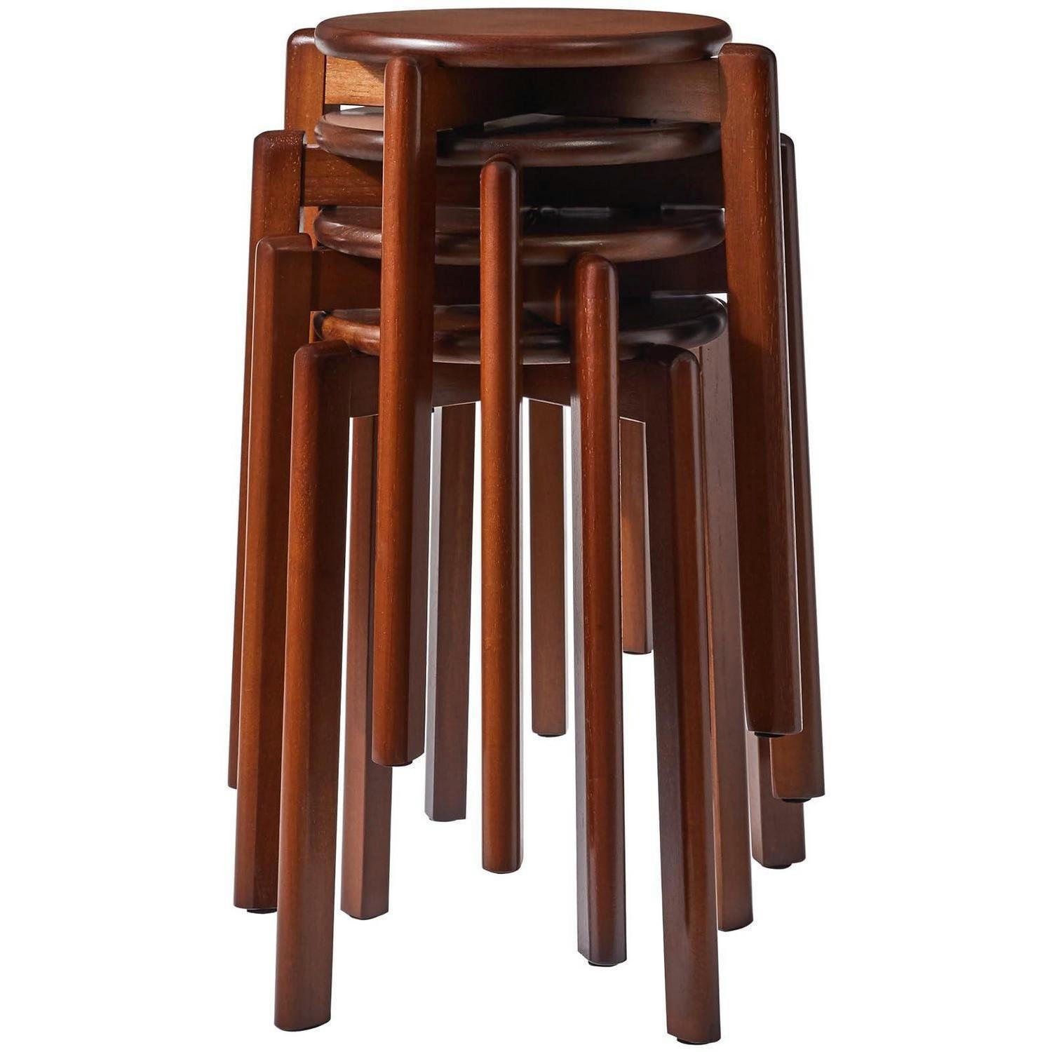 BARHOCKER 4er-Set Massivholz Walnussbraun 27 x 27 x 45 cm - Braun, Holz (27/45/27cm)