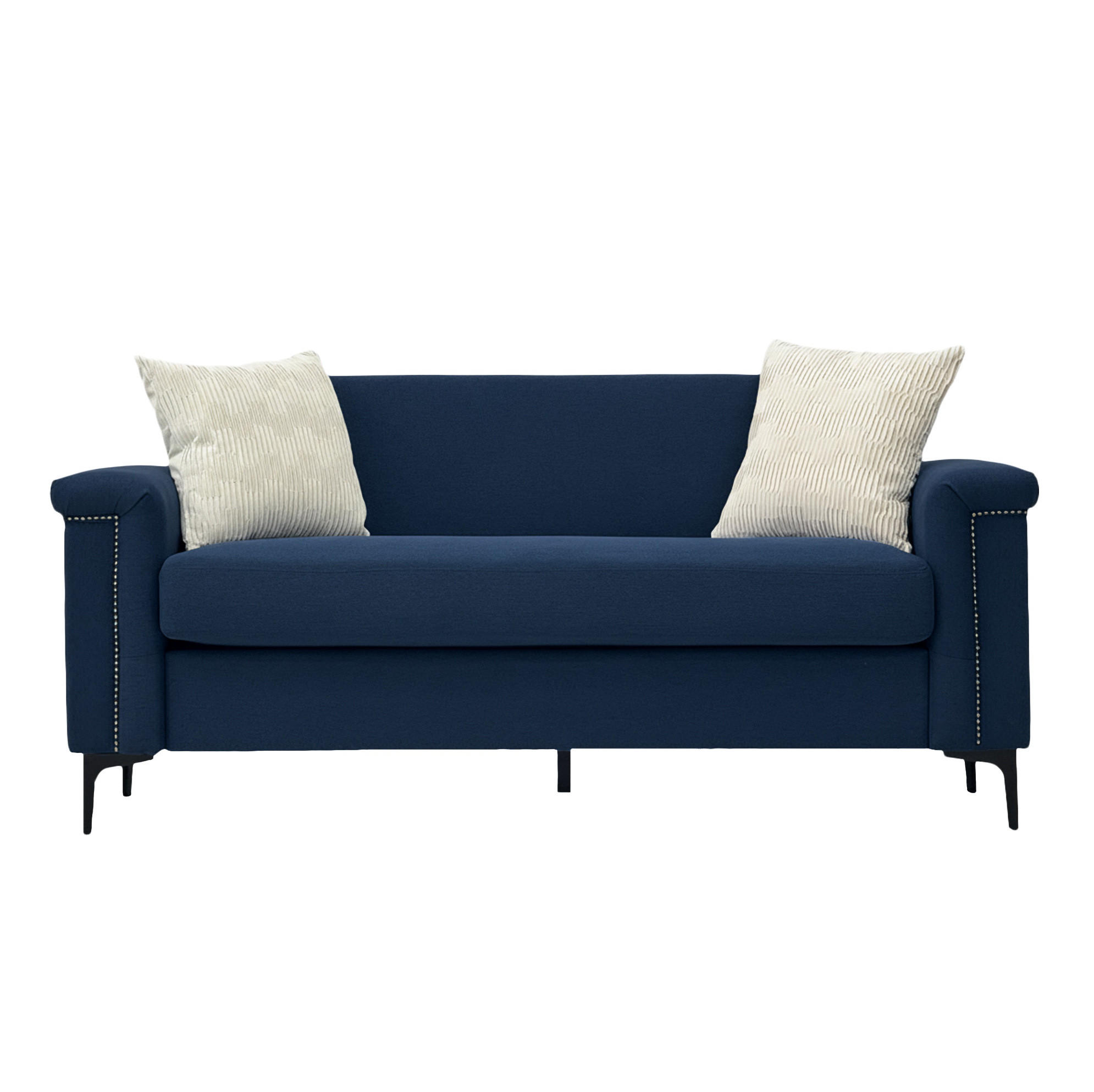 2-SITZER 172/72/82 cm blau aus Holz mit Federkern und Metallfüßen - Blau, Textil (73.5/81.5/172cm) - OKWISH