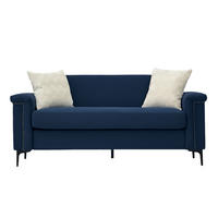 2-SITZER 172/72/82 cm blau aus Holz mit Federkern und Metallfüßen - Blau, Textil (73.5/81.5/172cm) - OKWISH